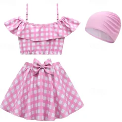 Kids Girls' Swimwear Outdoor Beach Print Bathing Suits 2-12 Years Summer 20365+bags 20365+swimming cap