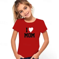 Kids Girls' T shirt Letter Casual Short Sleeve Crewneck Fashion Cotton 7-13 Years Summer Light White Black White