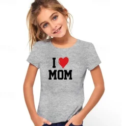 Kids Girls' T shirt Letter Casual Short Sleeve Crewneck Fashion Cotton 7-13 Years Summer Light White Black White