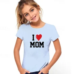 Kids Girls' T shirt Letter Casual Short Sleeve Crewneck Fashion Cotton 7-13 Years Summer Light White Black White