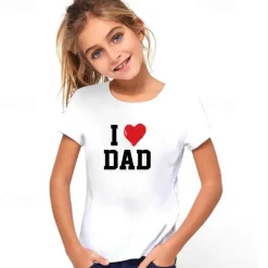 Kids Girls' T shirt Letter Casual Short Sleeve Crewneck Fashion Cotton 7-13 Years Summer Light White Black White