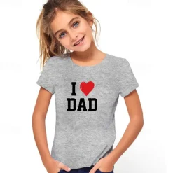 Kids Girls' T shirt Letter Casual Short Sleeve Crewneck Fashion Cotton 7-13 Years Summer Light White Black White