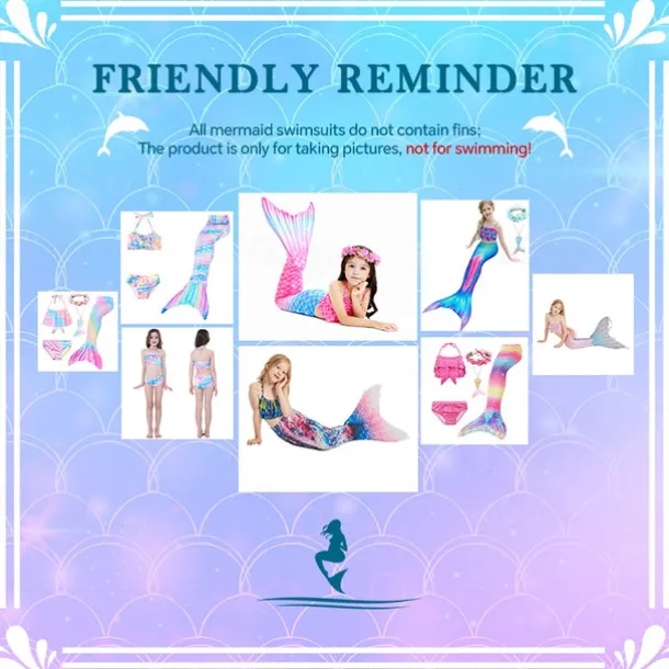 Kids Girls' Three Piece Mermaid Swimwear Swimwear Bikini Beach Swimming Print Active Cute Bathing Suits 4-12 Years Summer Rose Purple Polka Dot