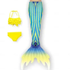 Kids Girls' Three Piece Mermaid Swimwear Swimwear Outdoor Scales Bathing Suits 2-12 Years Summer White Yellow