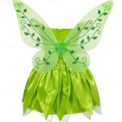 Kids Girls' Tinker Bell Costume Dress Butterfly Party Dress Performance Party Green Asymmetrical Short Sleeve Costume Sweet Dresses Spring Summer Regular Fit 3-10 Years
