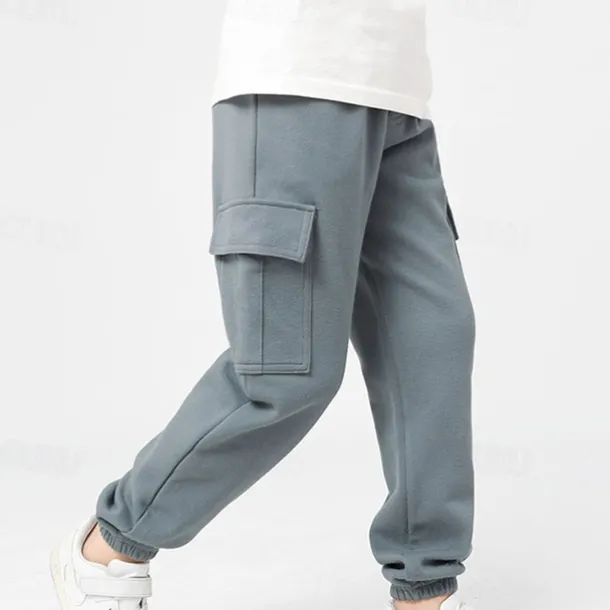 Kids Girls' Trousers Solid Color Streetwear Pocket School 4 years+ Spring Black White Pink