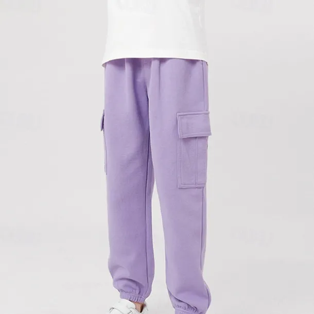 Kids Girls' Trousers Solid Color Streetwear Pocket School 4 years+ Spring Black White Pink