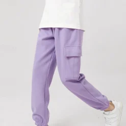 Kids Girls' Trousers Solid Color Streetwear Pocket School 4 years+ Spring Black White Pink