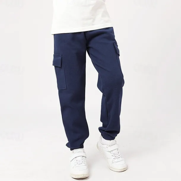 Kids Girls' Trousers Solid Color Streetwear Pocket School 4 years+ Spring Black White Pink