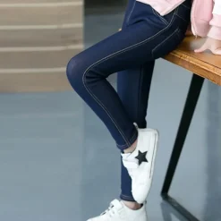 Kids Girls' Trousers Solid Color Fashion Pocket Outdoor 7-13 Years Fall Black Dark Blue