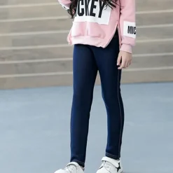 Kids Girls' Trousers Solid Color Fashion Pocket Outdoor 7-13 Years Fall Black Dark Blue