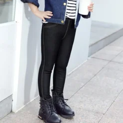 Kids Girls' Trousers Solid Color Fashion Pocket Outdoor 7-13 Years Fall Black Dark Blue