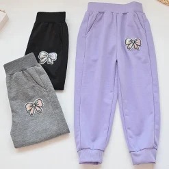 Kids Girls' Trousers Solid Color Active Buttons School Cotton 7-13 Years Spring Black Pink Purple