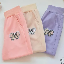 Kids Girls' Trousers Solid Color Active Buttons School Cotton 7-13 Years Spring Black Pink Purple