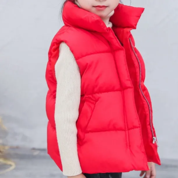 Kids Girls' Vest Coat Sleeveless Green Black Red Solid Color Winter Fall Fashion Outdoor 7-13 Years