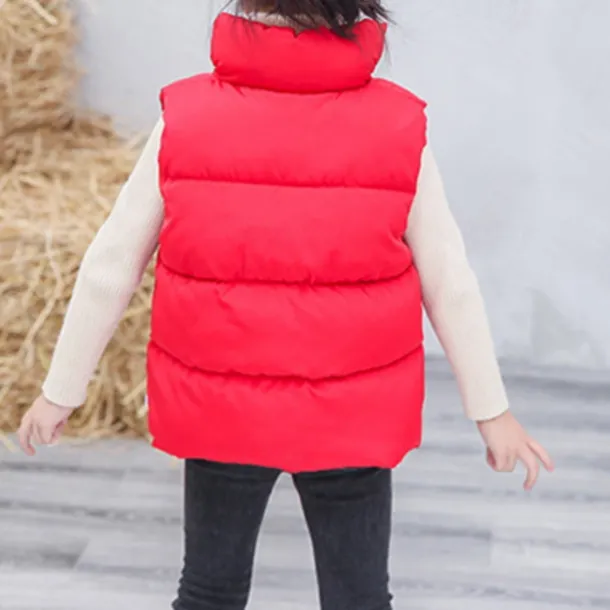 Kids Girls' Vest Coat Sleeveless Green Black Red Solid Color Winter Fall Fashion Outdoor 7-13 Years