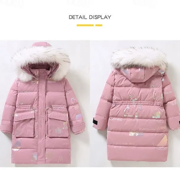 Kids Girls' Waterproof Puffer Jacket Kids Puffer Jacket Active Outdoor Cotton Coat Outerwear 4-13 Years Fall Black Pink Green
