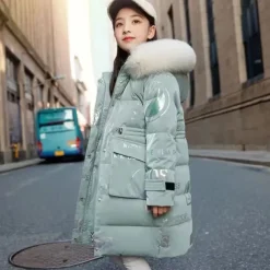 Kids Girls' Waterproof Puffer Jacket Kids Puffer Jacket Active Outdoor Cotton Coat Outerwear 4-13 Years Fall Black Pink Green