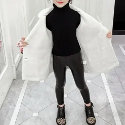 Kids Girls' Winter Coat Kids Winter Jacket Fashion Buttons Performance Cotton Coat Outerwear 4-12 Years Spring Pink Blue