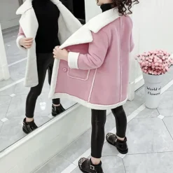 Kids Girls' Winter Coat Kids Winter Jacket Fashion Buttons Performance Cotton Coat Outerwear 4-12 Years Spring Pink Blue