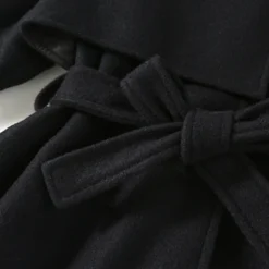 Kids Girls' Woolen Coat Long Sleeve Black Solid Color Button Fall Winter Fashion School 3-7 Years