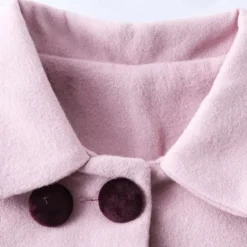 Kids Girls' Woolen Coat Long Sleeve Pink Khaki Solid Color Button Fall Winter Fashion School 3-7 Years