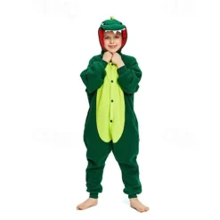 Kid's Kigurumi Pajamas Dinosaur Solid Colored Onesie Pajamas Polar Fleece Cosplay For Boys and Girls Christmas Animal Sleepwear Cartoon Festival / Holiday Costumes / Leotard / Onesie