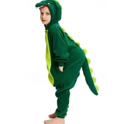 Kid's Kigurumi Pajamas Dinosaur Solid Colored Onesie Pajamas Polar Fleece Cosplay For Boys and Girls Christmas Animal Sleepwear Cartoon Festival / Holiday Costumes / Leotard / Onesie