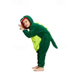 Kid's Kigurumi Pajamas Dinosaur Solid Colored Onesie Pajamas Polar Fleece Cosplay For Boys and Girls Christmas Animal Sleepwear Cartoon Festival / Holiday Costumes / Leotard / Onesie