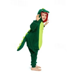 Kid's Kigurumi Pajamas Dinosaur Solid Colored Onesie Pajamas Polar Fleece Cosplay For Boys and Girls Christmas Animal Sleepwear Cartoon Festival / Holiday Costumes / Leotard / Onesie