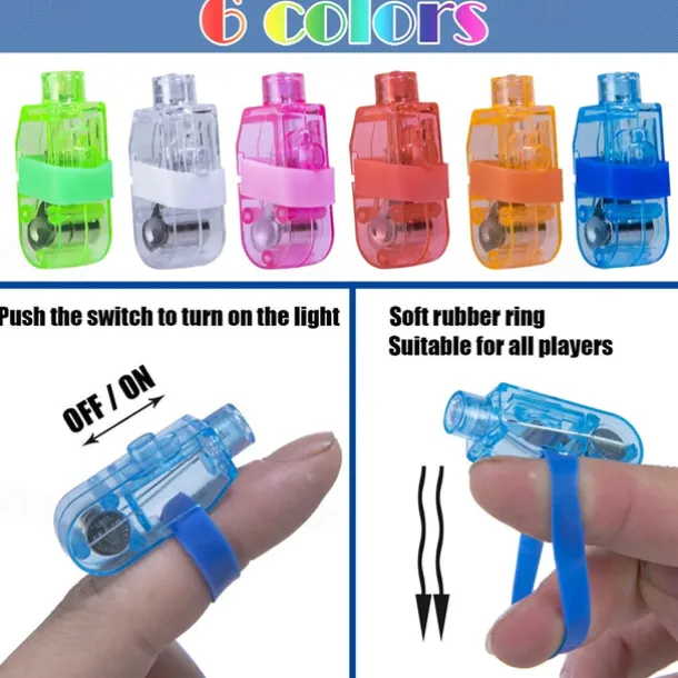 Kids LED Finger Lights Birthday Party Supplies Assorted Rave Laser Toys 6 Colors 30/50/60 Pieces