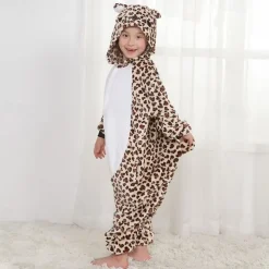 Kid's Leopard Onesie Costume Bear Onesie Pajamas Kigurumi Pajamas For Boys and Girls Carnival Cartoon