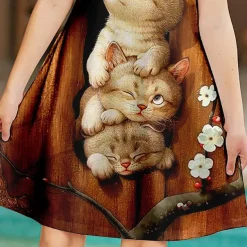 Kids Little Girls' Dress Unicorn Animal A Line Dress Daily Vacation Patchwork Print Pink Above Knee Short Sleeve Sweet Dresses Summer Loose 3-12 Years