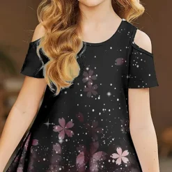 Kids Little Girls' Dress Unicorn Animal A Line Dress Daily Vacation Patchwork Print Pink Above Knee Short Sleeve Sweet Dresses Summer Loose 3-12 Years