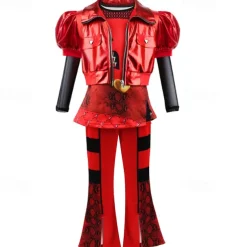 Kids Red Queen of Hearts Halloween Outfits Descendants The Rise of Red Cosplay Kid's Girls' Carnival Party Easy Halloween Costumes Dress Up