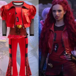 Kids Red Queen of Hearts Halloween Outfits Descendants The Rise of Red Cosplay Kid's Girls' Carnival Party Easy Halloween Costumes Dress Up