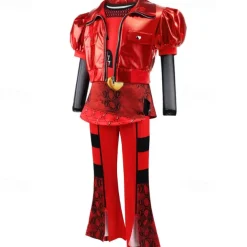Kids Red Queen of Hearts Halloween Outfits Descendants The Rise of Red Cosplay Kid's Girls' Carnival Party Easy Halloween Costumes Dress Up