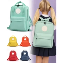 Kids School Backpack with Customizable Badge Patch – Lightweight Durable Elementary Bookbag for Girls and Boys with Adjustable Straps and Large Front Pocket