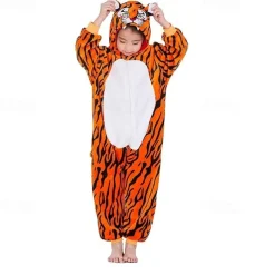 Kid's Stripes Nightwear Camouflage Onesie Costume Carnival Costume Tiger Onesie Pajamas Kigurumi Pajamas Funny Costume For Boys and Girls Christmas Carnival Children's Day Cartoon