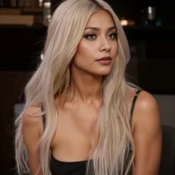 Kim Kardashian Inspired Wigs Synthetic Wig Wavy Middle Part Wig Long Light Blonde Synthetic Hair Women's Fashionable Design Soft Natural Brown