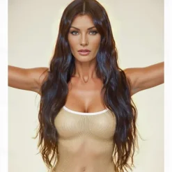 Kim Kardashian Inspired Wigs Synthetic Wig Wavy Middle Part Wig Long Dark Brown Synthetic Hair Women's Fashionable Design Soft Natural Brown