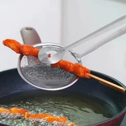 Kitchen 2 In 1 Stainless Steel Fine Mesh Filter Forceps Oil Scoop Oil Filter Filter Clip Filter Clip Fried Food Kitchen Tools
