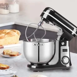 Kitchen Electric Stand Mixer 6-Speed Tilt-Head Food Mixer with 6.5-QT Stainless Steel Bowl Dough Hook Flat Beater Anti-Splash Cover