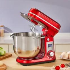 Kitchen Electric Stand Mixer 6-Speed Tilt-Head Food Mixer with 6.5-QT Stainless Steel Bowl Dough Hook Flat Beater Anti-Splash Cover