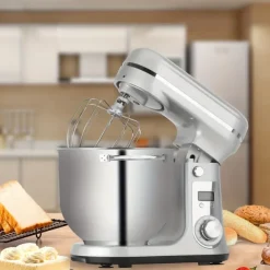 Kitchen Electric Stand Mixer 6-Speed Tilt-Head Food Mixer with 6.5-QT Stainless Steel Bowl Dough Hook Flat Beater Anti-Splash Cover