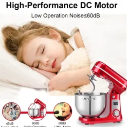 Kitchen Electric Stand Mixer 6-Speed Tilt-Head Food Mixer with 6.5-QT Stainless Steel Bowl Dough Hook Flat Beater Anti-Splash Cover