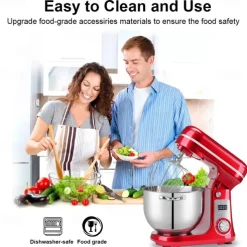 Kitchen Electric Stand Mixer 6-Speed Tilt-Head Food Mixer with 6.5-QT Stainless Steel Bowl Dough Hook Flat Beater Anti-Splash Cover