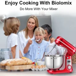 Kitchen Electric Stand Mixer 6-Speed Tilt-Head Food Mixer with 6.5-QT Stainless Steel Bowl Dough Hook Flat Beater Anti-Splash Cover