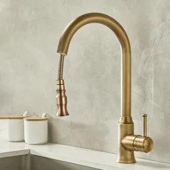 Kitchen faucet - Single Handle One Hole Electroplated Pull-out / Pull-down Centerset Retro Vintage Kitchen Taps