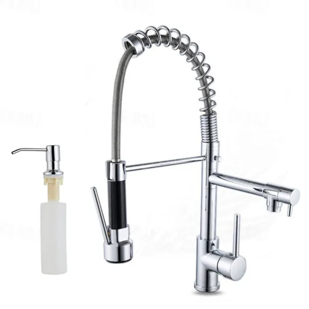 Kitchen faucet - Single Handle Two Holes Chrome Pull-out / Pull-down Widespread Contemporary Kitchen Taps